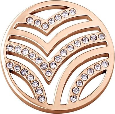 Quiges - Munthouder Munt 25mm RVS met Zirkonia Golven Roségoudkleurig - EPRS085