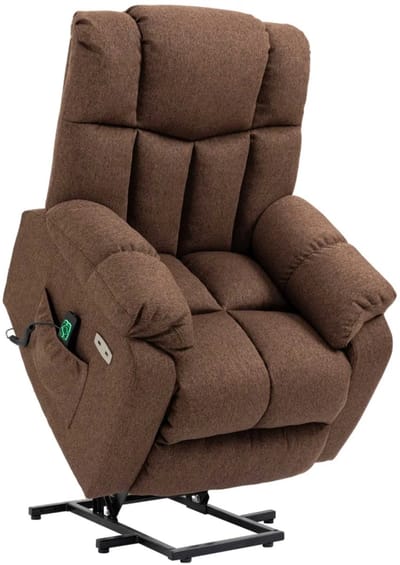 Sta op stoel elektrisch - Relaxfauteuil - Zetel - Stof - 1 persoons - Met armleuning - Zeer comfortabel - Elektrisch - Bruin