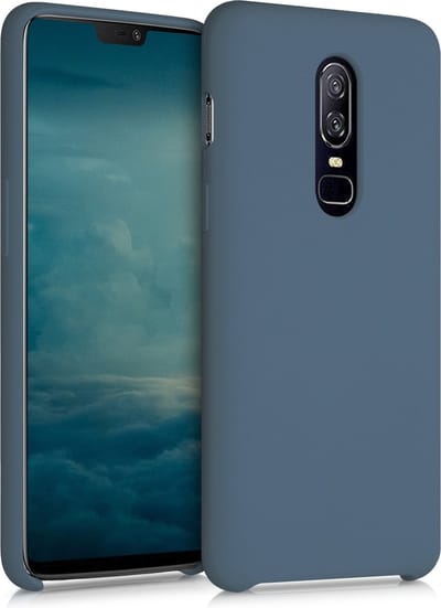 kwmobile telefoonhoesje geschikt voor OnePlus 6 - Hoesje met siliconen coating - Smartphone case in leisteen