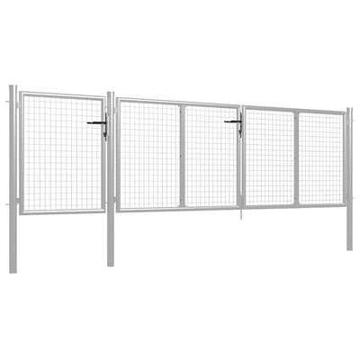 vidaXL Tuinpoort staal 400x75 cm zilver