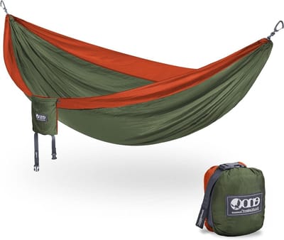 Dubbele Hangmat - Kampeer Hangmat - Ontspannen Buiten - Sneldrogend Nylon - Tot 181 kg - Olijf Oranje