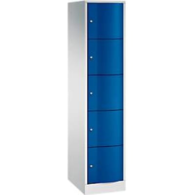 C+P lockerkast Resisto, 1 vak, 5 vakken, B 396 x D 540 x H 1950 mm, lichtgrijs/lichtblauw