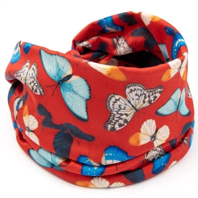 Rode elastische haarband dames met vlinderprint – brede stoffen hoofdband – kleurrijke modieuze haarband voor dagelijks gebruik, yoga en festivals