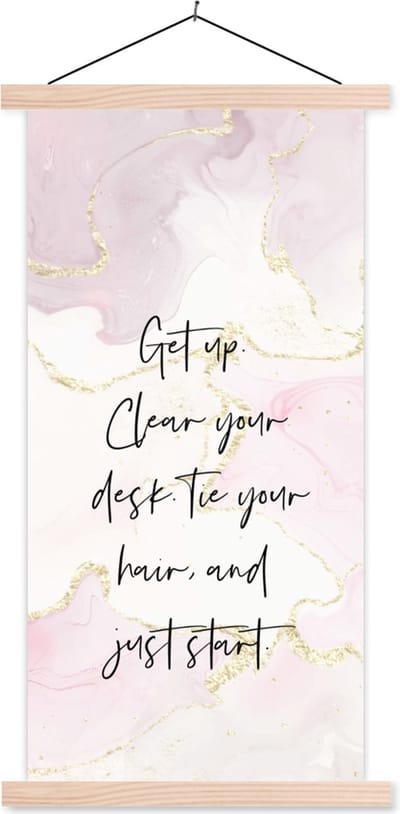 Posterhanger incl. Poster 60x120 cm - Schoolplaat - Quotes - Studenten - Studeren - Motivatie - Leren - Textielposter - Blanke latten