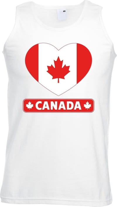 Canada singlet shirt/ tanktop met Canadese vlag in hart wit heren S