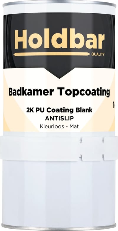 Holdbar Badkamer Topcoating Mat Antislip 1 kg - Badkamerverf - Transparant - Glashelder - Tegelverf - Waterdichte Badkamer verf - Ook Toepasbaar in douchecel - Gemakkelijk te reinigen - Mat- Zijde- en Hoogglans - 2 Componenten