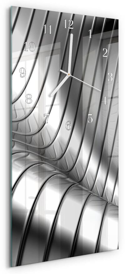Tulup Wandklok - Golf Moderne Wandklok Glas - 30x60 cm - Zilver Wandklok Glas Decoratie - Witte Handen - Rechthoekige Wandklok - Gekleurde Glazen Klok - Glazen Klok Met Print