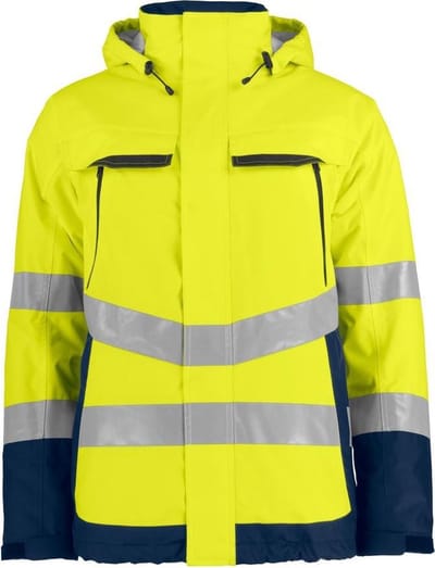 ProJob 6441 GEVOERDE SIGNALISATIE REGENJAS EN ISO 20471 KLASSE 3 646441 - Geel/Marine - 4XL