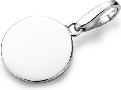 Graveerplaat | rond |massief | zilver | Ø ca. 15,7mm. inclusief karabijn | zilver | bedel | charm | hanger