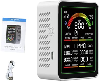 Luchtkwaliteit Monitor - Omgevingsmeter - Binnenhuis Meten - Meerdere Sensoren - Compact Formaat - Wit