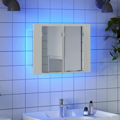 vidaXL - Badkamerkast - met - spiegel - en - LED - 60x12x45 - cm - acryl - wit