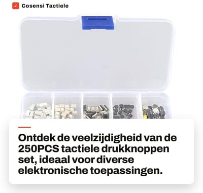 Dailygoods - Tactiele Drukknoppen Set - Micro Momentary Switch Assortiment - Inclusief Opbergdoos - 250 Stuks - Voor Elektronica - Duurzaam - Geschikt...