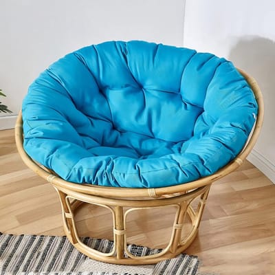 Papasan Stoelkussen - Rond Zitkussen - Buiten Ontspannen - Water- en UV-bestendig - 70 x 70 cm - Blauw