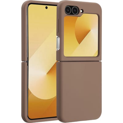 Accezz Liquid Silicone Backcover met MagSafe voor de Samsung Galaxy Z Flip 6 - Lichtbruin