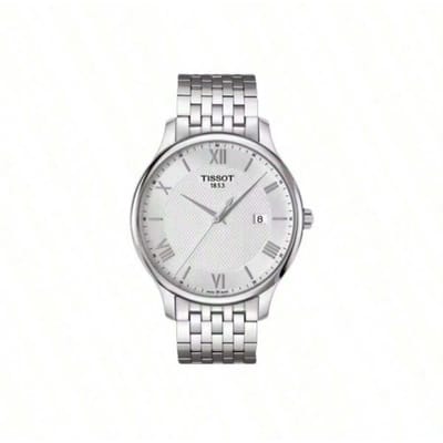 Klassiek Heren Zakelijk Kwarts Horloge - Roestvrijstalen Kast, Wijzerplaat met Romeinse Cijfers en Datum, Ideaal Dagelijks Cadeau, Model T063.610.11.038.00