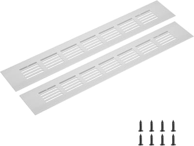 Ventilatierooster Rechthoekig - Lamellenrooster Afdekking - Kast Ventilatie - Corrosiebestendig Aluminium - 300 x 50 mm - Zilverkleurig
