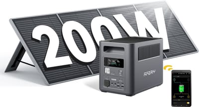 AFERIY Nomad1800 1024Wh - Powerstation 1800W met zonnepaneel 200W - 9 uitgangspoorten - UPS < 10 ms - Snel opladen 36min