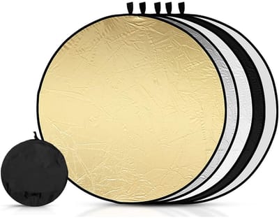 carmdering - 5-In-1 Fotoreflector - 5-In-1 Reflectiescherm - Opvouwbaar Reflectorpaneel - Verwisselbare Oppervlakken - Stabiele Metaalring - Duurzaam Nylon - Compact Opbergbaar - Ideaal Voor Buitenopnames - 1 Stuk
