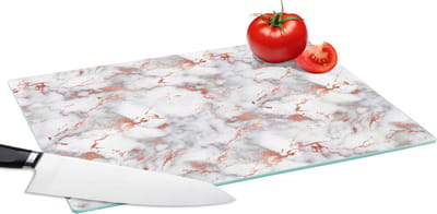 Glazen Snijplank - 39x28 - Marmer - Rose gold - Luxe - Snijplanken Glas