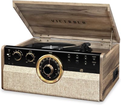 Vintage Stijl 6-in-1 Platenspeler met Bluetooth, CD, Cassette en Radio