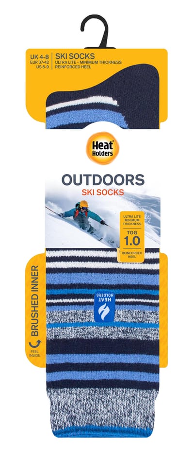 Heat Holders - Lichtgewicht thermo skisokken voor heren - Donkerblauwe Streep