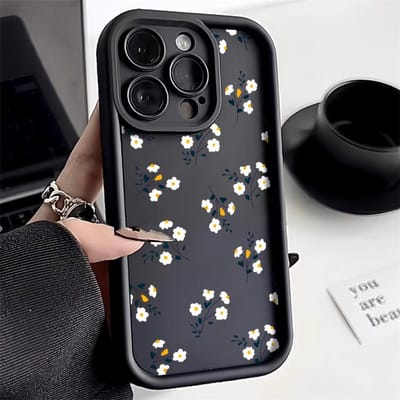 Mat Siliconen Bloemen Telefoonhoesje Voor iPhone 11 Hoesje iPhone 13 15 16 12 14 Pro Max XR XS X 7 8 SE Zachte Bloemen Schokbestendige Cover For iPhone 12