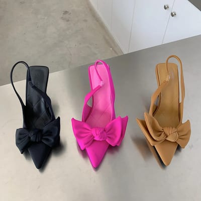 Zomer Dames Slingback Sandalen Schoenen met Hak Mode Strik Puntige Neus Instapper Dames Elegante Jurk Pumps Schoenen 38 white