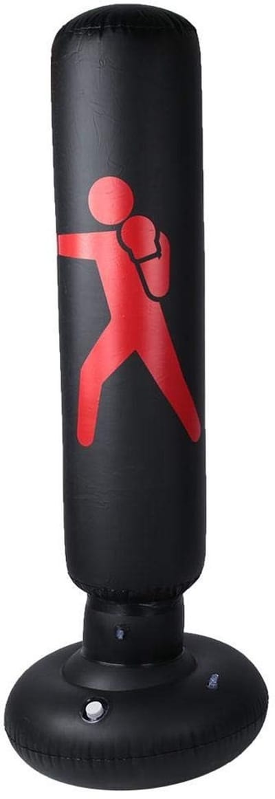 Dailygoods- Bokszak Opblaasbaar - Staande Bokszak - Fitness Tumbler - 160 cm Hoog - Diameter 65 cm - Veilig voor Kinderen/Volwassenen - Fitnesszandzak