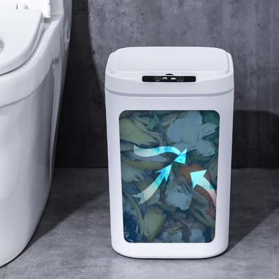 Poubelles 18L Sans Contact Poubelle à Induction Intelligente Poubelle Automatique Capteur de Mouvement Infrarouge avec Couvercle pour Voiture 18LWhite