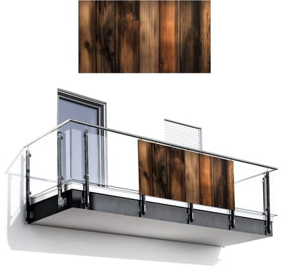 Balkonscherm 200x110 cm - Balkonposter Hout - Rustiek - Donkere Planken - Balkon scherm decoratie - Balkonschermen - Balkondoek zonnescherm