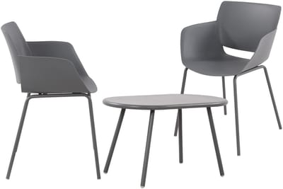 CLP Velvena Tuinset - Set bestaande uit Velva tafel en Alpena stoelen - weerbestendig - UV-bestendig - donkergrijs 2 stoelen