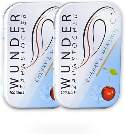 Gearomatiseerde Tandenstokers voor Verse Adem – Kers & Menthol – 200 Stuks in 2 Metalen Dozen