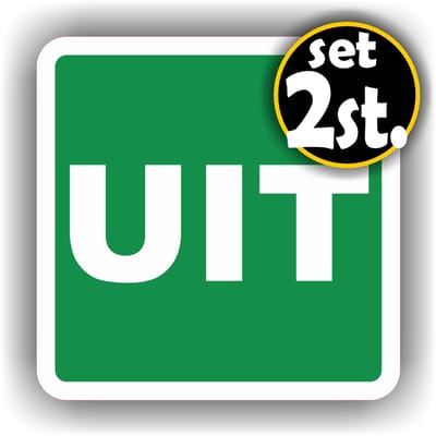 Jerma - UIT - Uitgang Sticker - Set 2 st - 14 x 14 cm - Zelfklevend - Krasbestendig - Weerbestendig