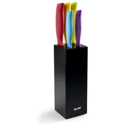 Set van 5 messen - IBILI - Kleurrijk - Zwart houten standaard - Gekleurd - 5 stuks