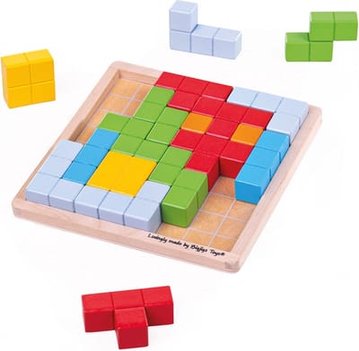 BIGJIGS Patroon Blokken - Houten puzzel voor 3+ jaar - Ontwikkelt strategisch denken