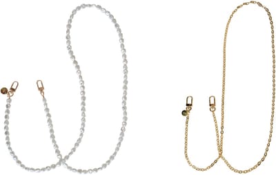 xoxo Wildhearts telefoonkoorden Pearlfection + Dreamy lang – geschikt voor iPhone / Samsung – Parel & Gouden telefoonkoorden – Luxe lange kettingen – Comfortabel, verstelbaar & modieus – Universeel