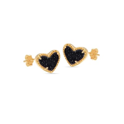Vrouwen Gouden Hart Oorbellen met Nachtelijke Schittering, 925 Sterling Zilver BIPE050