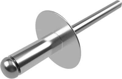 Klinknagels met Grote Kop - Blindklinknagels Popnagels - Metalen Bevestigen - Aluminium Behuizing Stalen Doorn - 4.8x16mm 250 Stuks - Aluminium