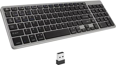 Elementkey V07 Draadloos Toetsenbord met Numeriek Toetsenblok – Bluetooth 3.0/5.2 & 2.4GHz USB – Oplaadbaar – Stil Scissor Keyboard – Compatibel met iPad, Tablet, Laptop, PC, MacBook, Windows, iOS, Android en macOS