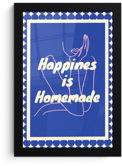 Poster in lijst - Fotolijst 20x30 cm - Posters - Lijntekening - Vrouw - Quote - Blauw - Posterlijst zwart - Decoratie - Wanddecoratie woonkamer - Muurdecoratie slaapkamer