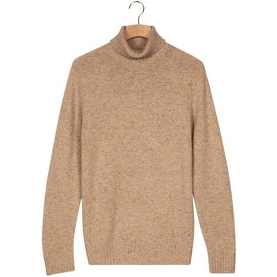 Thomas Maine Trui High Neck Single Knit New England Donegal Merino Wool Beige / male