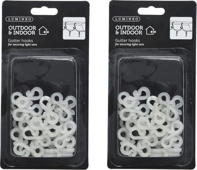 Lumineo dakgoot haakjes - 48x - 1,8 cm - kunststof - bevestiging kerstverlichting - kerstversiering - ophangen