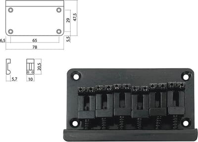 Gitaar brug-staartstuk Boston B-1560-B Stallion 10mm zwart