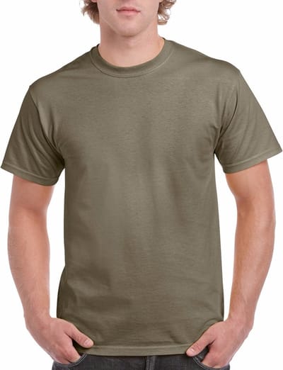 T-shirts kaki groen voor heren - zware 200gr kwaliteit - Basic shirts - Katoen - Korte mouwen - Comfort pasvorm L