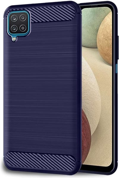 ebestStar - Hoes geschikt voor Samsung Galaxy A12 SM-A125F, TPU Bescherming Cover, Koolstof Design Hoesje, Donkerblauw