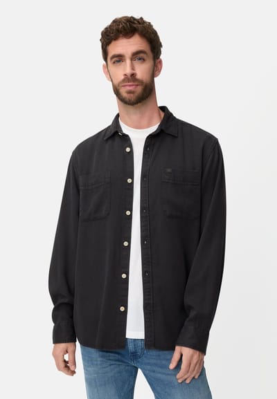 camel active Overhemd met lange mouwen en borstzak - Maat menswear-M - Nachtblau