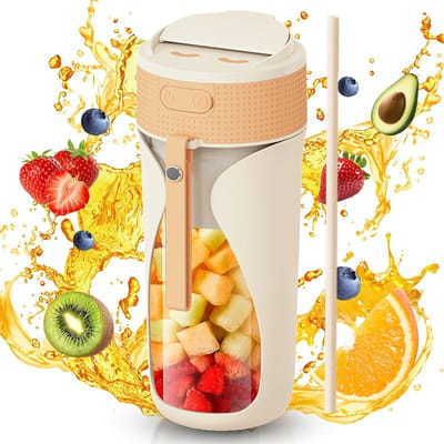 Sapcentrifuge - Draagbare blenderbeker - 450 ml - Multifunctionele blender - Oplaadbaar - Fruit- en groentesapbeker - Mini elektrische fruit- en groentesapbeker, geschikt voor thuis, sporten, kantoor en kamperen.