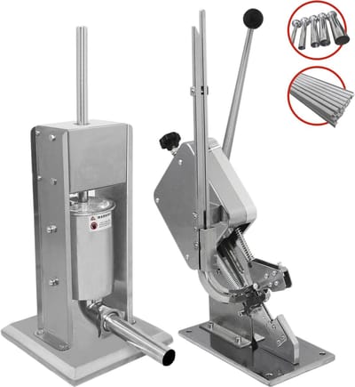 Worstenvuller & knipper - zilver - 3l - 5 trechters & 2000 clips