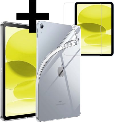 Hoes - Geschikt voor Apple iPad A16/A18 (2022/2025/2026) - 10.9 & 11 inch (10e, 11e & 12e generatie) - Met Screenprotector - Siliconen Backcover - Shockproof Case - Tablet Hoesje - Shockbestendige Back Cover Tablet Hoesje - Transparant