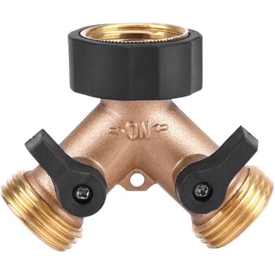 Adaptateur de robinet d'eau en laiton 2 voies Forme Y Connecteur de tuyau 3/4 Irrigation de jardin (Norme américaine) blanc